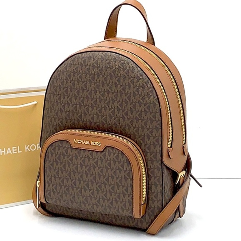 MICHAEL KORS JAYCEE MEDIUM BACKPACK BROWN SIGNATURE COLOR - Picture 1 of 16